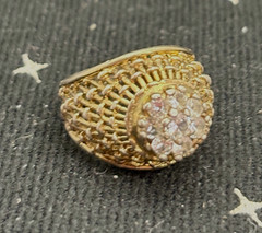 Vintage Cocktail Ring 8 Clear Stone Cluster Dome Ring Size 6