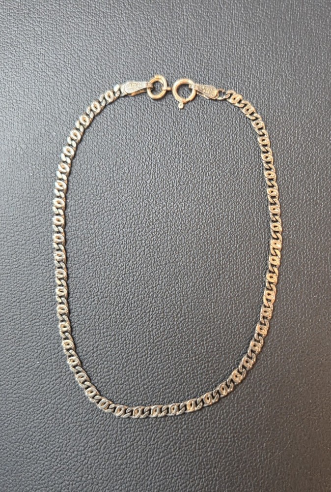 Vintage 925 Sterling Silver Flat Cuban Link 7″ Bracelet Retro 2.46g