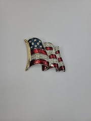 Ann Hand Signed Pledge Of Allegiance Large American Flag Brooch Pin