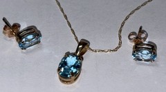 Vintage 10K Gold Blue Topaz Necklace And Matching Earrings So Pretty