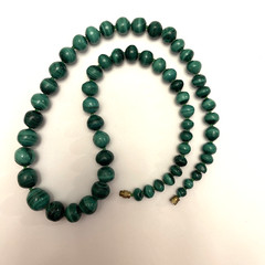 Vintage 22.5” Natural Malachite Graduated Beaded Neck 18” Heavy 115g Hand Carved