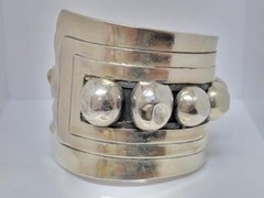 Taxco ERC Sterling Silver Hinged Bangle Bracelet 6.25″ ~ 59.6 g ~ 11-I1057