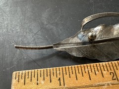 Vintage BEAU Sterling Silver Leaf Pin Brooch 3 1/8″ Long Weighs 8 Grams