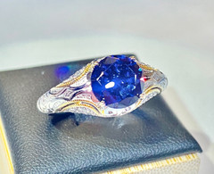 Vintage Sterling Silver Gold Plated Vanna K White & Blue CZ Ring Size 10