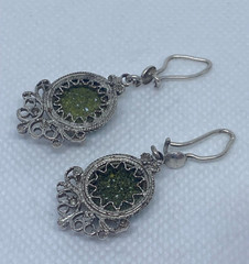 Vintage earrings. USSR porcelain. Hand painted. Enamel.Russian. Finift . 7.36 g.