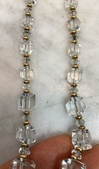 Antique VTG Art Deco Gold Filled Rhombic Graduated Cut Crystal Glass Necklace