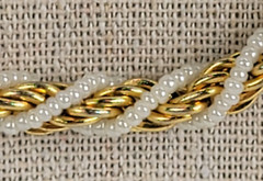 Vintage Crown Trifari Gold Tone White Seed Bead Rope Necklace 29 in