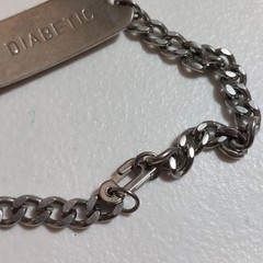 Vintage Diabetic Medical Alert Identity ID Chain Bracelet Silver Tone