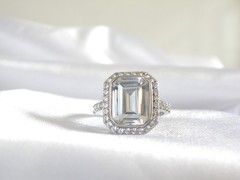Antique Style Sterling Silver 925 Cubic Zirconia Ring Size 8.5