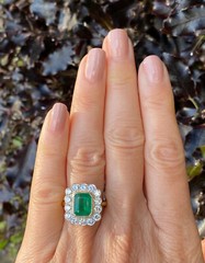 2.50 CT Green Emerald Cut CZ Art Deco Antique Style Engagement 925 Silver Ring