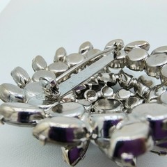 Vintage Smoky Gray Rhinestone Flower Burst Brooch Hollywood Regency Glamour