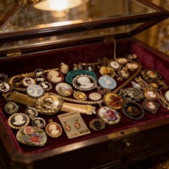 Huge Estate Heirloom Cameo Vtg Mod Romantic Jewelry Lot Brooch Locket Flowers