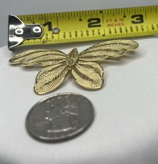 Vintage Butterfly Bug Filigree 2.5 inches GoldTone Fashion Brooch Pin ~Nice~
