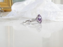 Vintage Sterling Silver 925 Rose De France Heated Amethyst Crown Ring Size 7