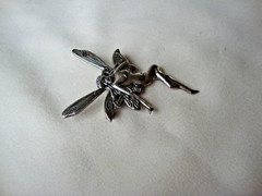 VINTAGE LARGE 3D ART NOUVEAU FAIRY SPIRIT GUIDE STERLING SILVER 925 PIN/PENDANT