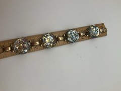 Vintage MCM Lucite Confetti Link Bracelet Thermoset Gold Blue Silver Stars Retro