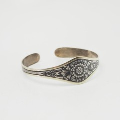 Vintage niello 875 silver floral ethnic traditional cuff bracelet Soviet Russia