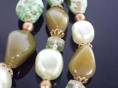 Vintage West Germany Multi Strand Green Bead Necklace 16.5–18″