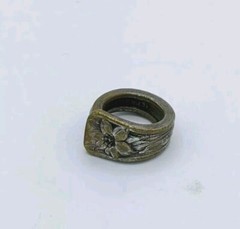 Vintage Daffodil National Silver Co Spoon Ring Silver Plate w/Gold Wash Sz 3.75