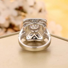 Art Deco Vintage Style Sapphire Lab Created Diamond Women’s Wedding Silver Ring