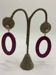 Sugarfix Purple Acrylic Rhinestone Oval Dangle Earrings