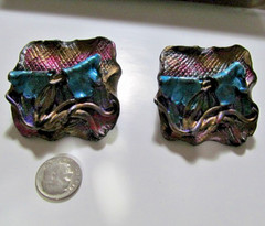 Vntage Boho 1980s Memphis Polymer Clay Pierced Earrings 2″