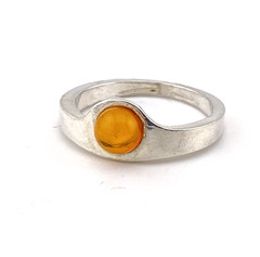 Modernist Minimalist Sterling Silver Baltic Amber Cigar Band Ring Size 8.5