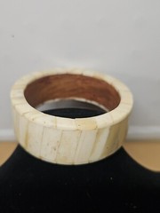 Vintage Horn Bone Boho Teak Wood Bangle Bracelet