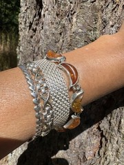Vintage 925 Sterling Italy Link X Bracelet 7 Inches