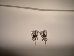 Vintage 14kt Solid White Gold 7.98 mm Diameter Diamonique Stud Pierced Earrings