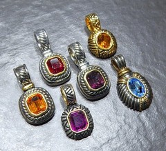 1990s Retro Vintage Boutique Chic Jeweled Pendant Jewelry Lot/6 NWOT R