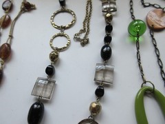 Vintage 3 MCM Necklaces Lot-Glass Metal Lucite Plastic