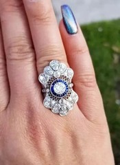 Cocktail Filigree Style Lab Created Diamond Art Deco Engagement 14K Gold FN Ring