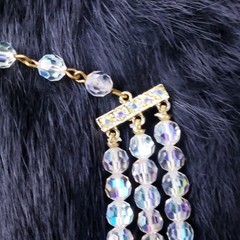 Vintage 1950s 3 Strand Aurora Borealis AB Necklace Choker Alice Caviness