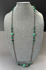 Antique Vintage Early Art Deco Czech Flapper Necklace Green Glass Beads Beaded