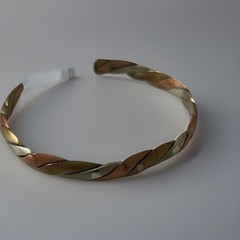 Vintage Copper, Brass, And Silver Bracelet Cuff Art Deco -#555