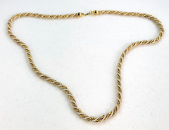Vintage Crown Trifari Gold Tone White Seed Bead Rope Necklace 29 in