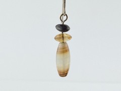Vintage Sterling Silver Blown Glass Beads and Tigers Eye Hook Earrings 1g 1.25In