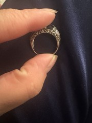 Vintage Sterling Silver Ring Cubic Zirconia Onyx Mother Of Pearl Size 7 A2