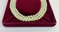 Camrose & Kross Jacqueline Kennedy 3 Strand Glass Pearl Necklace w/ Original Box