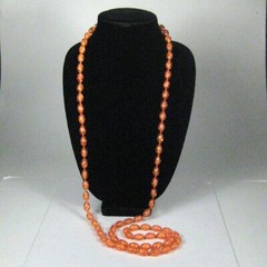 Necklace Women Men 56 In VTG 70s 80s Strand Beaded Orange Plastic Estate Retro
