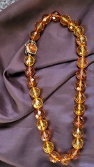Faceted Amber Vintage Choker Necklace Fancy Clasp with UV Test See Pics