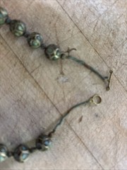 VTG PERSIAN MOSAIC INLAID TURQUOISE BALL BEAD sterling wrapped NECKLACE 18”