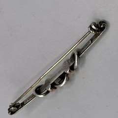 Modernist Bar Brooch Theodor Klotz Signed Teka 835 Handarbeit Silver Germany