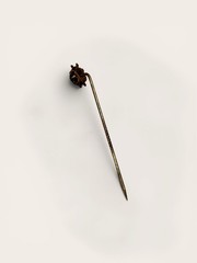 Antique Victorian Green Glass Cabochon Starburst Crown Stick Pin Hat Pin