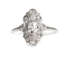 Old European Cut Filigree Ring 2.0 Ct Lab Created Diamond 14k White Gold Over