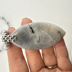 Lucas Lameth Necklace Pearl Quartz Hematite Sterling Silver Gray Neutral JTV 925