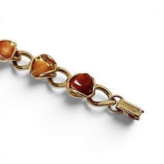 Chunky Natural Stone Bracelet Gold Tone Retro Chic Nuggets Earthy Orange Brown