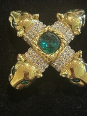 VTG Jackie Collins Maltese Cross Panther Brooch Signed