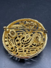 Vintage La Roco Domed Braided Filigree Austrian Crystal Brooch